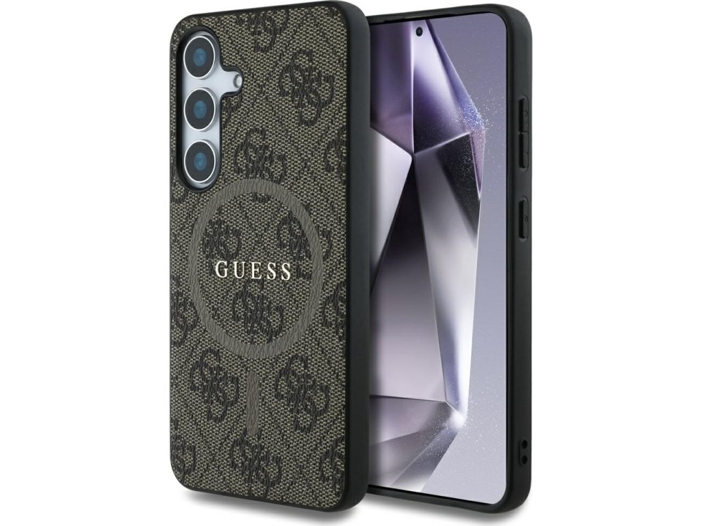 Puzdro Guess Leather 4G Colored Ring Classic Logo MagSafe pre Samsung Galaxy S25 hnedé