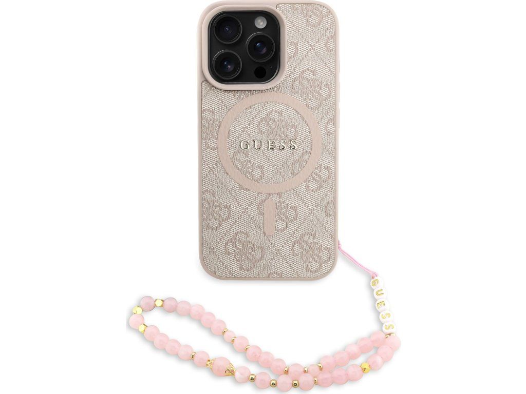 Guess PU Leather 4G Colored Ring Strap MagSafe Zadní Kryt pro iPhone 16 Pro Max Pink