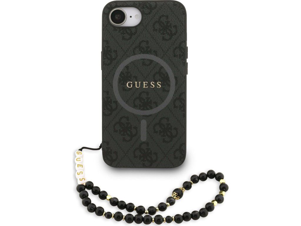 Guess PU Leather 4G Colored Ring Strap MagSafe Zadní Kryt pro iPhone 16e/17e Black