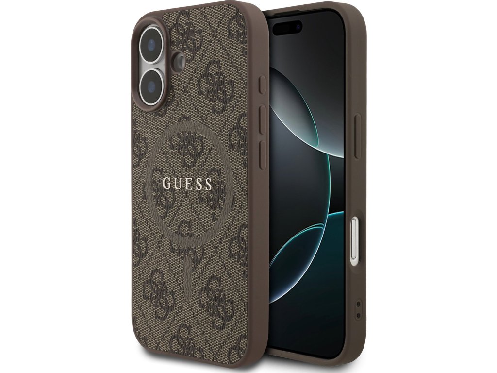 Guess PU Leather 4G Colored Ring MagSafe Zadný Kryt pre iPhone 17 Brown