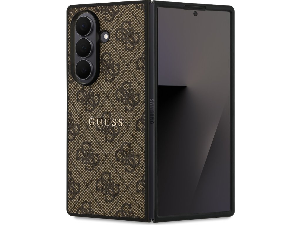 Guess PU Leather 4G Colored Ring Magnetic Zadní Kryt pro Samsung Galaxy Z Fold 7 Brown