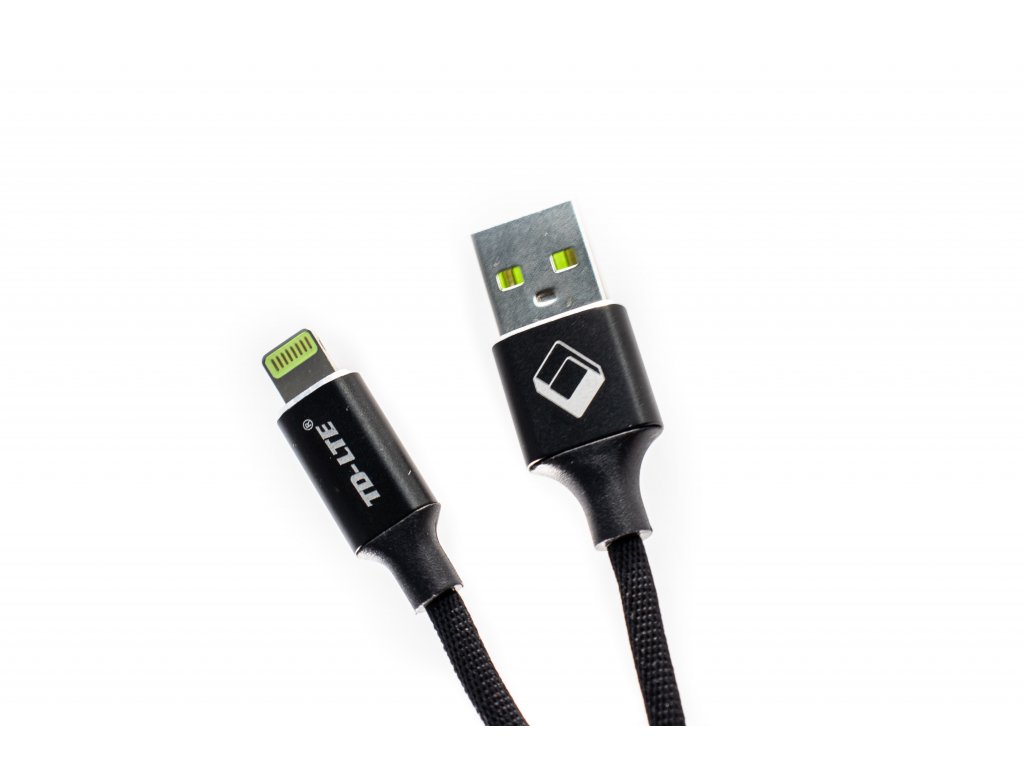 USB kabel TD-LTE Lightning pro Apple iPhone 5/5S/5C/SE a 6/6S/6 PLUS/6S PLUS/7/7 Plus/8/8 Plus/X a iPad, Metal Black