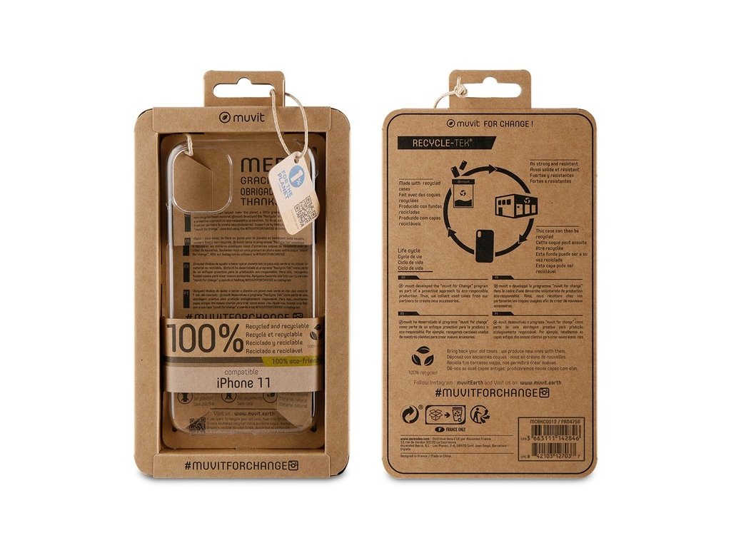 muvit for change funda recycletek Magsafe compatible con Apple iPhone 14  transparente
