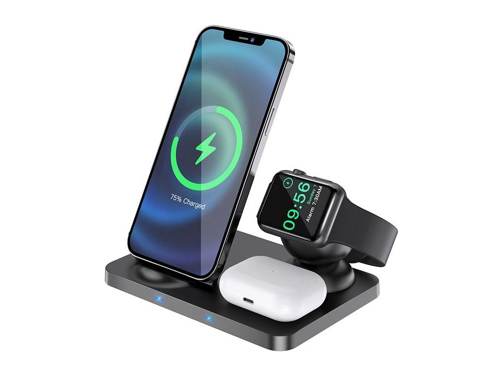 HOCO CW33 3IN1 WIRELESS CHARGER 15W BLACK