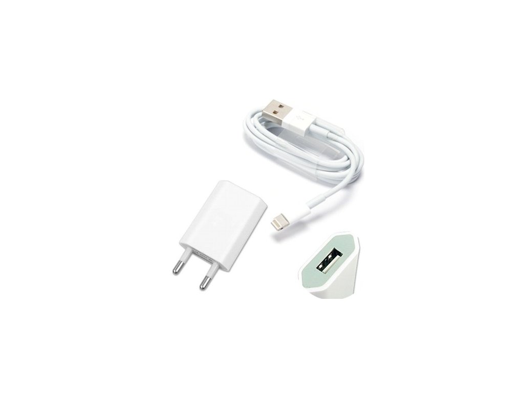 Nabíjecí sada adaptér + USB kabel Lightning pro Apple iPhone 5/ 5S / 5C / SE a 6 / 6S / 6 PLUS / 6S PLUS / 7 / 7 PLUS / 8 / 8 PLUS / X