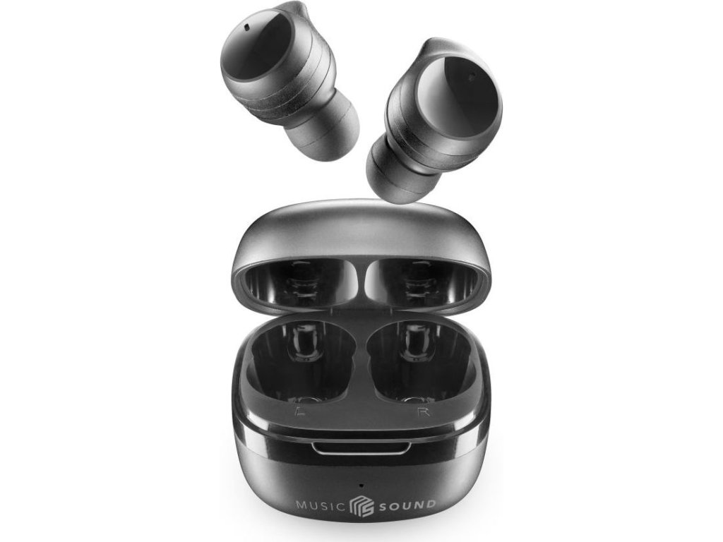 TWS bezdrôtové špuntové slúchadlá Music Sound FLOW, čierna