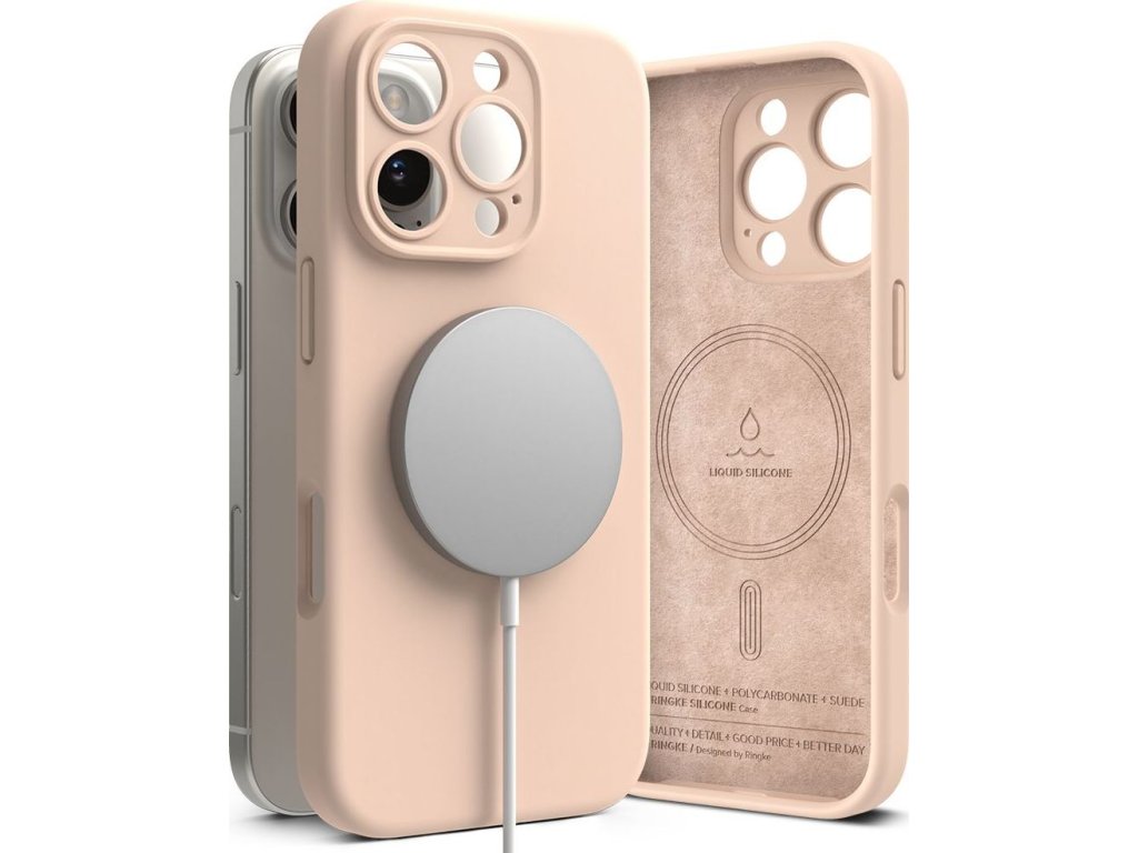 RINGKE SILICONE MAGNETIC MAGSAFE IPHONE 16 PRO MAX PINK SAND