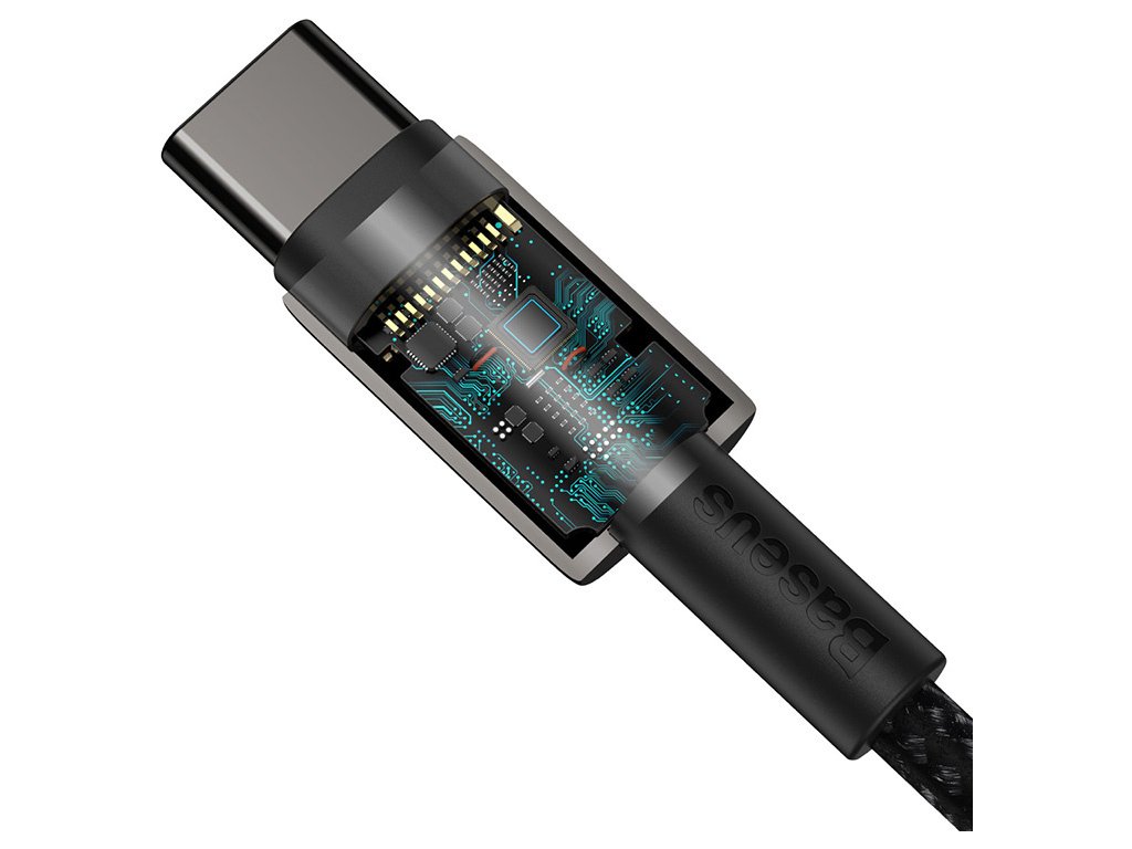 Zlatý kabel Baseus Tungsten Type-C na Type-C 100W 2m (černý)