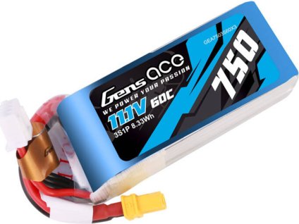 Gens Ace 750mAH 11,1V 60C 3S1P Lipo baterie s konektorem XT30.