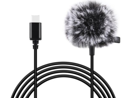 Klopový jack mikrofon s klipem 1,5m USB-C Puluz PU425