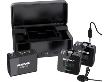 Neewer sada 2x bezdrátových mikrofonů, nabíjecího pouzdra a přijímače