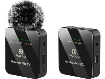 PULUZ 1 TX + 1 RX Bezdrátový klopový mikrofon