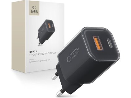 TECH-PROTECT NCM33 2-PORT NETWORK CHARGER PD 33W / QC3.0 BLACK