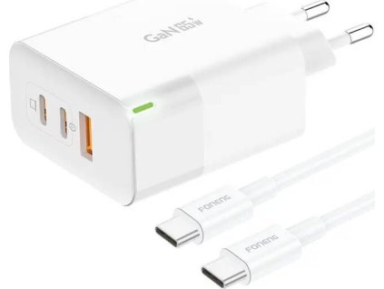 Nabíječek Foneng GAN65 USB-A, 2x USB-C GAN65, 2.4A, 65W (bílý)