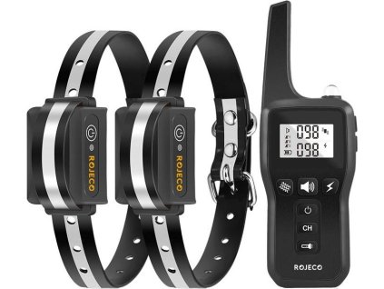 Rojeco PD529 1000m výcvikový obojok pre psov s 2 obojkami (čierny)