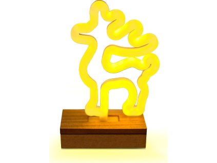 Neonové světlo s dřevěným stojanem LED DEER teplá bílá FLNW02 Forever Light