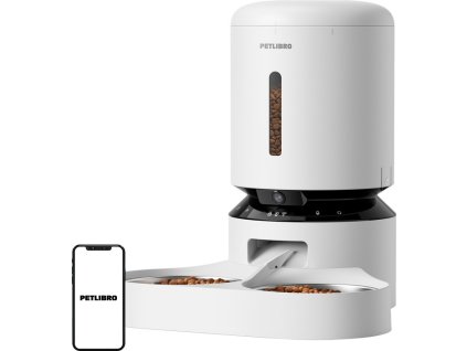 Dávkovač krmiva Petlibro Granary s dvojitou miskou, 5 l (bílý)