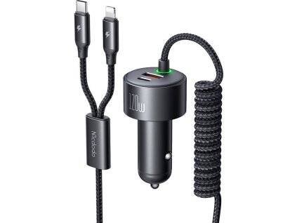 Autonabíječka Mcdodo CC-0370, USB-C, Lightning, 120W, zatahovací kabely