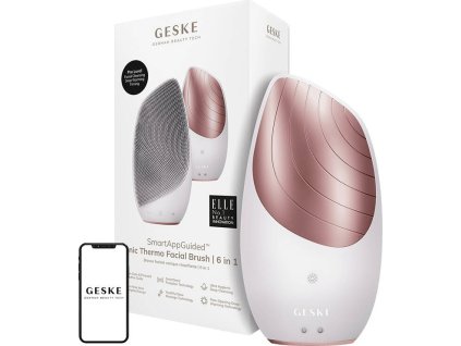 Sonický termo kartáček na obličej a čištění pleti 6 v 1 Geske s aplikací (starlight)