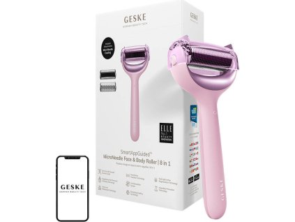 Mikroihličkový valček / derma roller na tvár a telo 8v1 Geske s aplikáciou (starlight)
