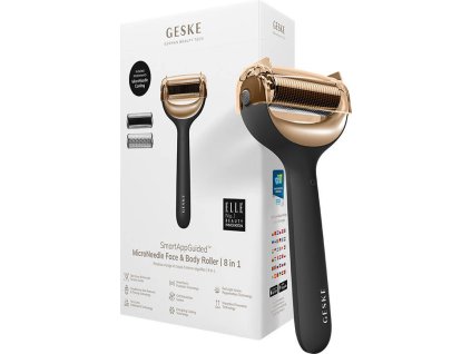 Mikrojehličkový váleček / derma roller na obličej a tělo 8v1 Geske s aplikací (šedý)
