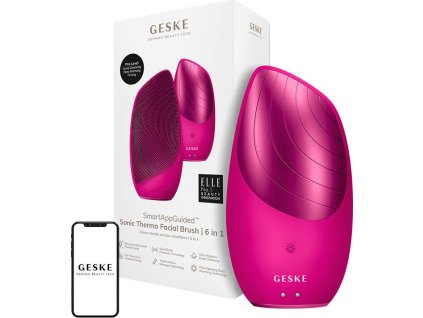 Sonická termo kefka na tvár a čistenie pleti 6 v 1 Geske s aplikáciou (purpurová)