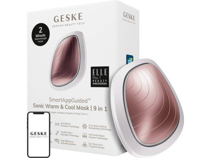 Sonický hřejivý a chladivý masážní přístroj na obličej 9v1 Geske s aplikací (starlight)