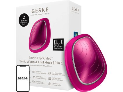 Sonický masážny prístroj na tvár Cool & Warm 9v1 Geske s aplikáciou (magenta)