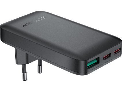 Ultratenká nabíječka Acefast A100 65W GaN 2 USB-C+ USB-A - černá