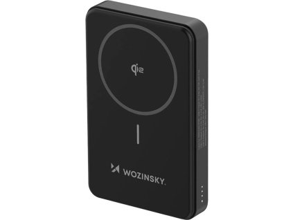 Powerbanka Wozinsky 22,5 W PD Qi2 10000 mAh, so stojanom, 1x USB-A, 1x USB-C - čierna