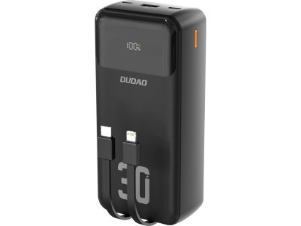 Powerbanka Dudao K15MAX 30000mAh PD 22,5W s vestavěnými kabely - černá