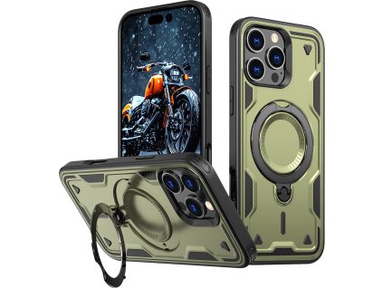 Hybrid Armor Trendy kryt s MagSafe pro iPhone 16 Pro – zelený