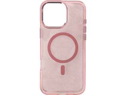 Třpytivý kryt MagSafe pro iPhone 16 Pro - růžový s třpytkami