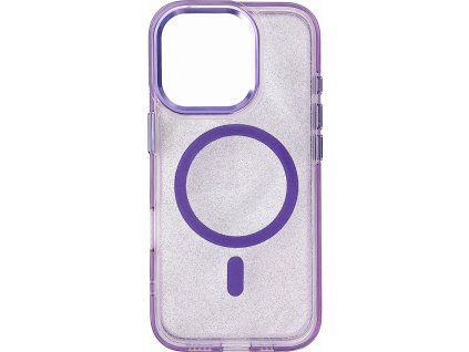 Trblietavý kryt MagSafe pre iPhone 16 Pro - fialový s trblietkami