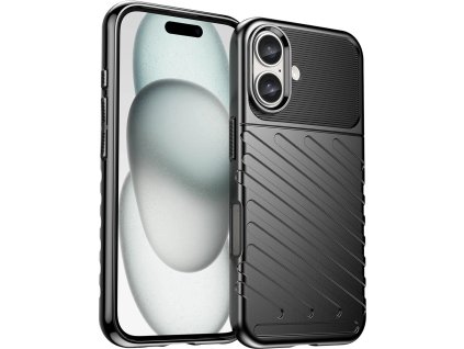 Silikonový kryt Thunder Case pro iPhone 16 - černý