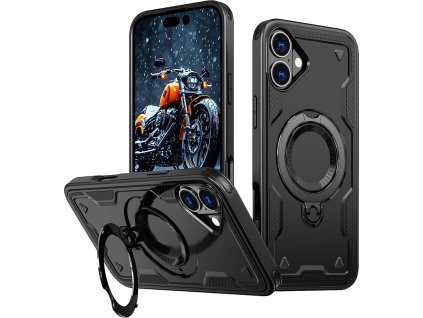 Hybrid Armor Trendy kryt s MagSafe pre iPhone 16 Plus – čierny