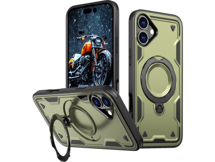 Hybrid Armor Trendy kryt s MagSafe pre iPhone 16 Plus – zelený