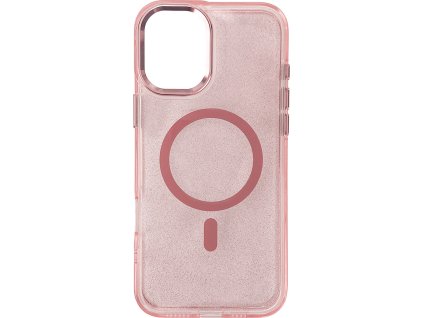 Třpytivý kryt MagSafe pro iPhone 16 Plus - růžový s třpytkami