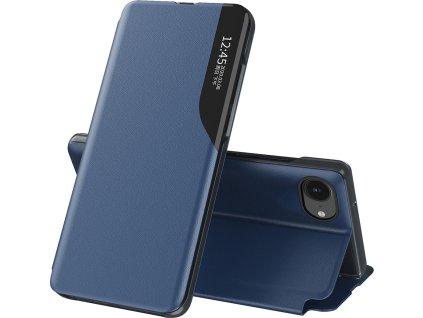 Elegantní pouzdro z eko kůže View Case s klopou a stojánkem pro iPhone 16e - modré