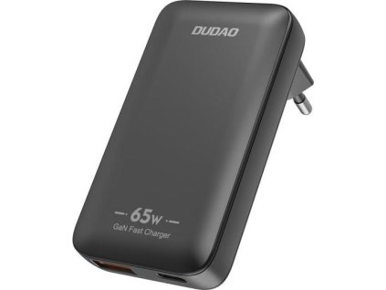 GaN Dudao A65Q 65W USB-A / USB-C PD ultratenká cestovní nabíječka do zásuvky EU / US - černá