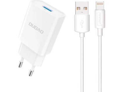 Dudao A4EU USB-A 2.1A nabíjačka do siete - biela + kábel USB-A - Lightning