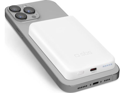 Powerbanka SBS TEBB5000MAG1CW 5000 mAh USB-C, kompatibilní s MagSafe - bílá