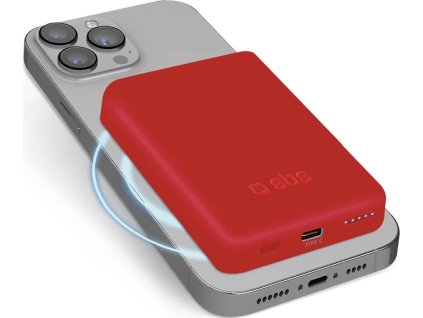 Powerbanka SBS TEBB5000MAG1CR 5000 mAh kompatibilná s MagSafe - červená