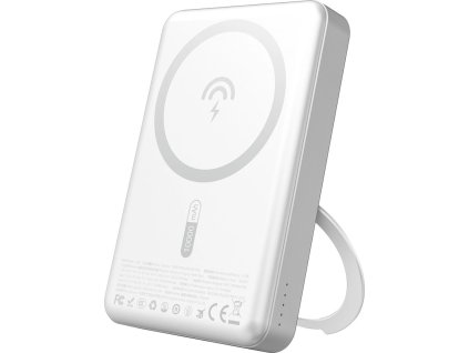 Dudao K28 10000mAh PD 22,5W MagSafe powerbanka s kovovým puzdrom a krúžkovým stojanom - strieborná