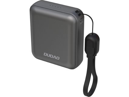 Dudao K22+ Ultrakompaktní powerbanka 10000mAh 22,5W USB-C s poutkem/kabelem - šedá