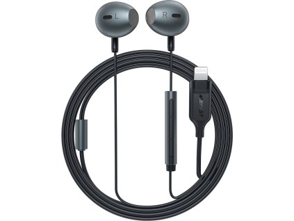 Slúchadlá do uší Acefast L1 s Lightning konektorom, mikrofónom a diaľkovým ovládaním 1,2 m - čierne