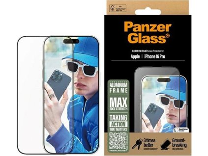PanzerGlass Screen Protector Aluminum Frame iPhone 16 Pro 6.3" Ultra-Wide Fit 2850