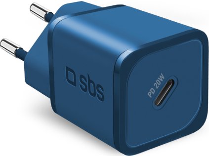 SBS TETRGAN1C20B 20W GaN nástěnná nabíječka s Power Delivery - modrá