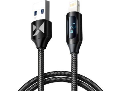 Kábel USB-A - Lightning Wozinsky WUALC1 s LED displejom 2,4A 1m - Čierny