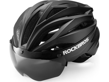 Cyklistická helma Rockbros s kšiltem, odnímatelné ochranné brýle s UV zářením, unisex - černá